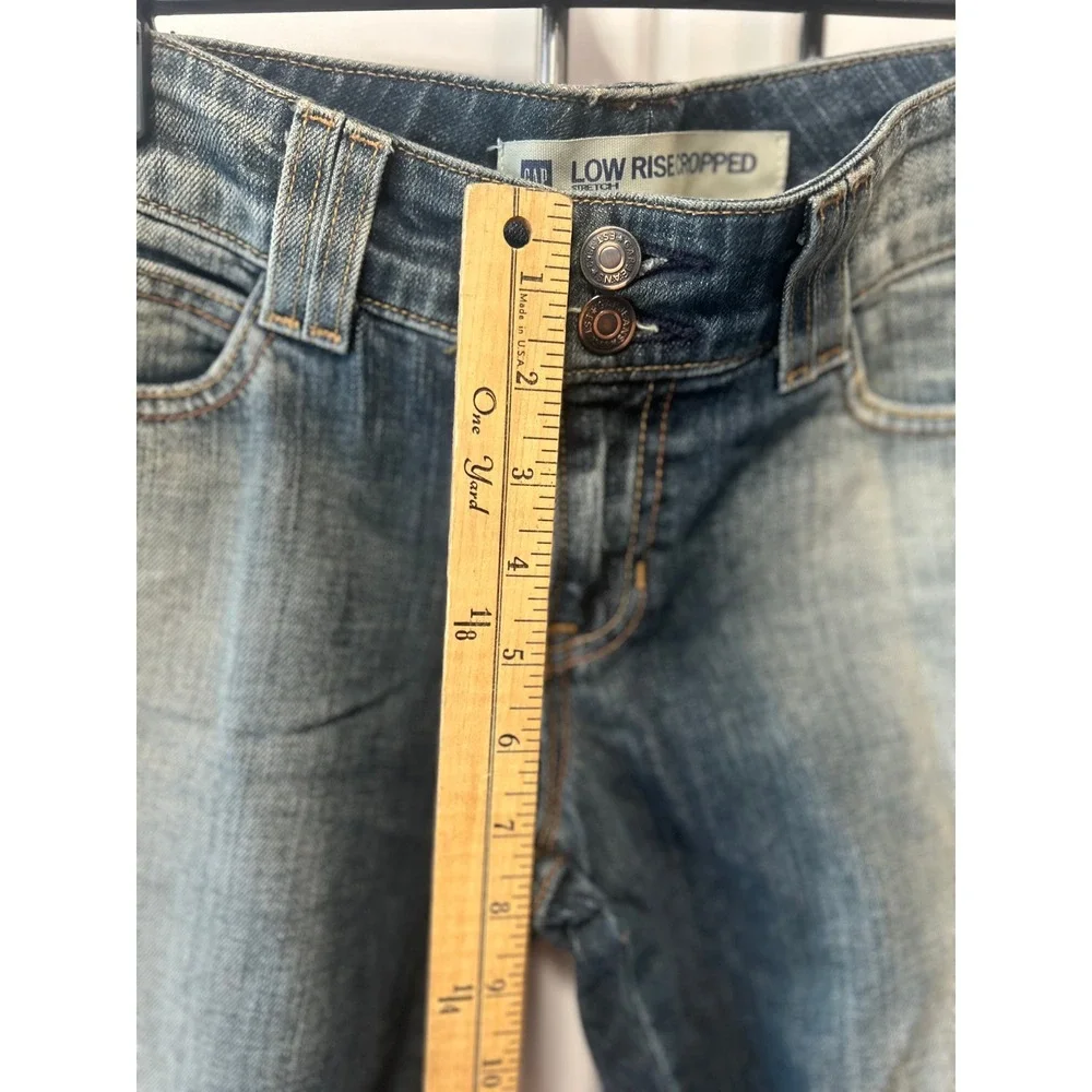 Gap Low Rise Cropped Jeans Medium Wash Double Button Denim Pants